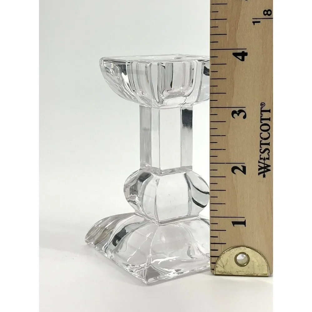 VILLEROY & BOCH Candle Taper Holders Crystal Square 4” Tall Set Of 2
